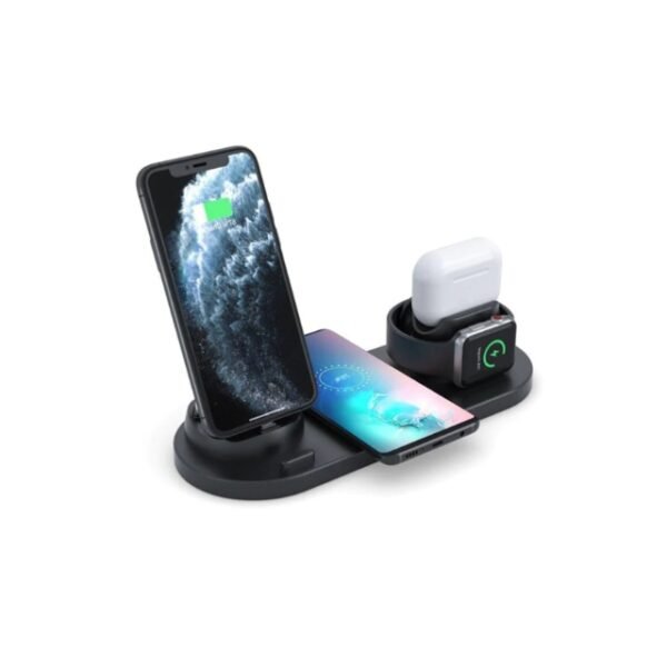 A wireless charger station that can charge devices quickly and efficiently with Qi Certified and fast charging technology.