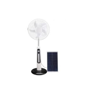 18” Solar Stand Fan, 9-Speed Air Cooler with LED