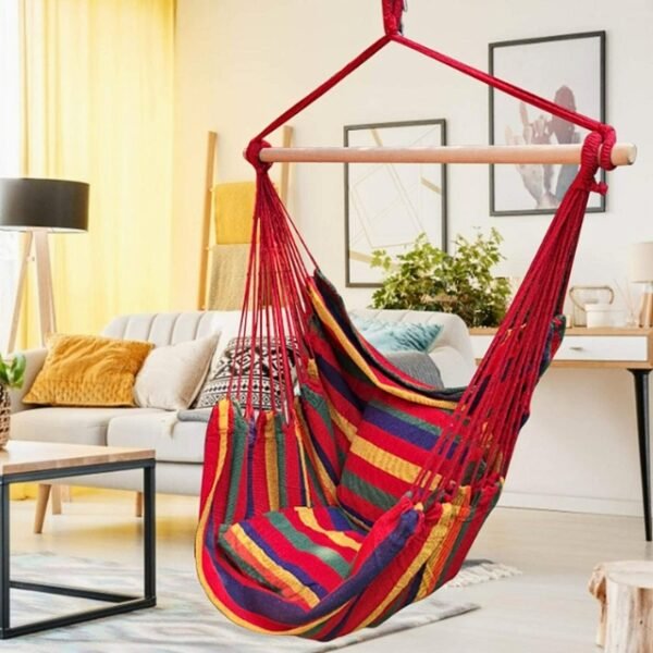 Indoor Fixation of Hammock in Living Room. Comes with Cushioned Pillows.