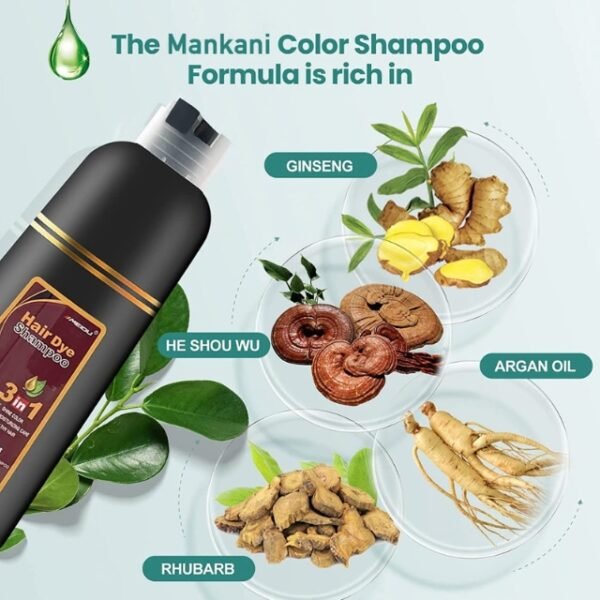 MEIDU Hair Dye Shampoo: Natural Ingredients & Ginseng Richness.