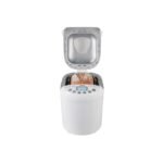 Medion bread maker with freshly made bread inside, lid open, on white background.