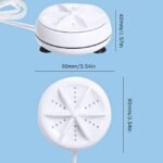 Compact mini washing machine with dimensions (1.57x3.54 inches).