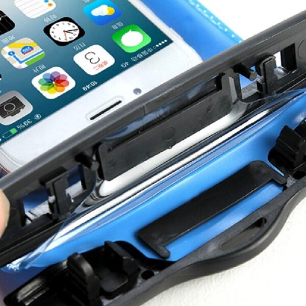 Close-up of Securely Locked Waterproof Phone Case - No water penetration guaranteed.