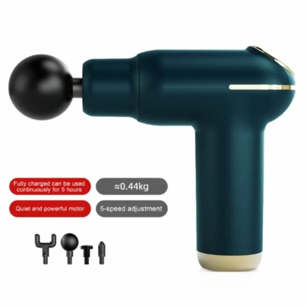 Sleek cyan fascial massaging gun with adjustable speeds.