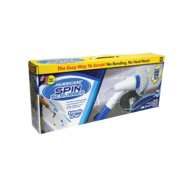 Neatly packaged Hurricane Spin Scrubber ready for use.