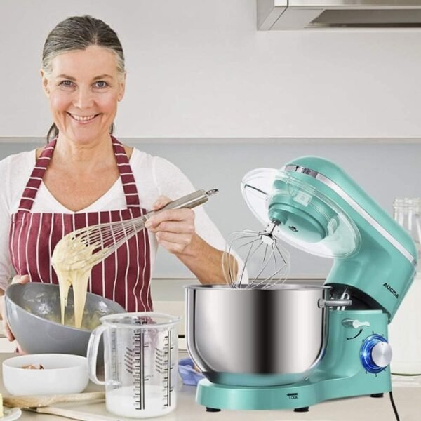 Sweet Lady Whipping Batter with Aucma Mixer.