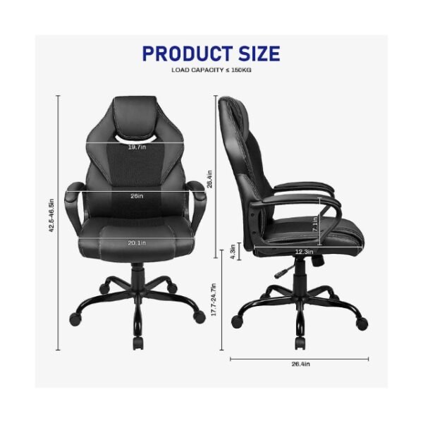 Spacious and Stylish: BASETBL Office Desk Chair in Black.