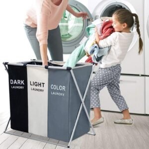 Foldable Laundry Basket with Waterproof 137L Bags