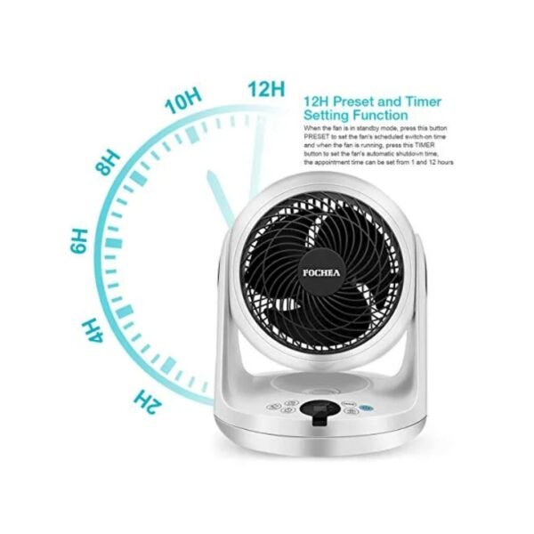 12H preset timer with Fochea air circulation fan.