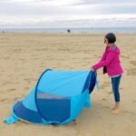Blue Beach Tent Unfolding Fun.