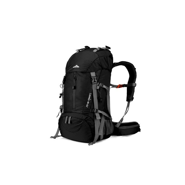 Loowoko Black and Grey Hiking Backpack - Spacious 50L Interior