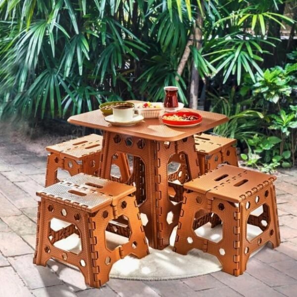 Convenient Size for Family Outings: Özgen Table Set - Table: 40 x 53 x 45 cm; Chairs: 23 x 27 x 28 cm