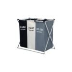 Foldable Laundry Basket with Three Sections for Easy Sorting.