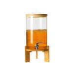 Water & Juice Dispenser with Bamboo Wooden Base.