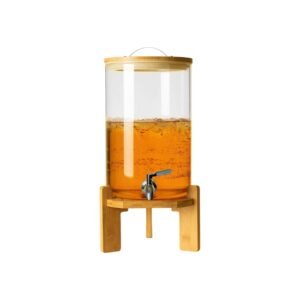 Water and Juice Dispenser with Bamboo Wood Stand