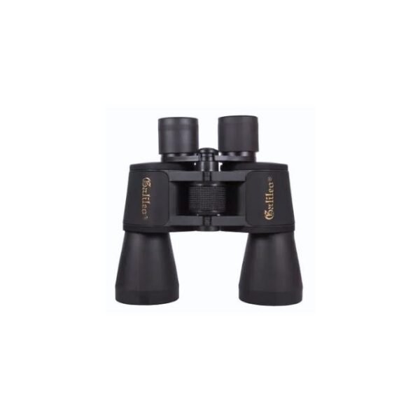 Stylish black Galileo binoculars on a white background.