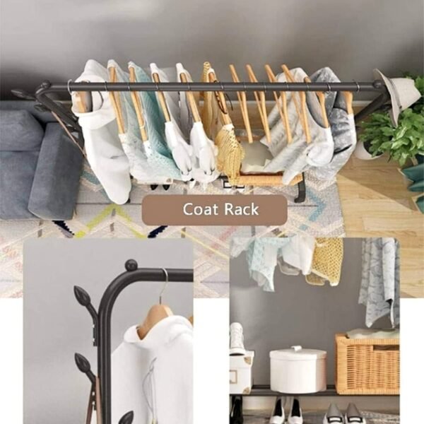 Versatile clothing rack for everyday wear, coats, shoes, and more.