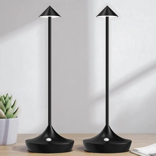 Cordless black table lamps brightening modern home interiors.