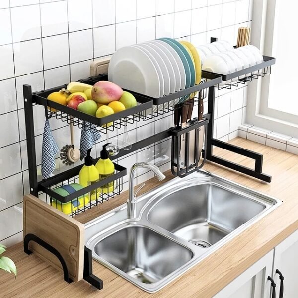 Streamlined Dish Drying Rack Over Sink.