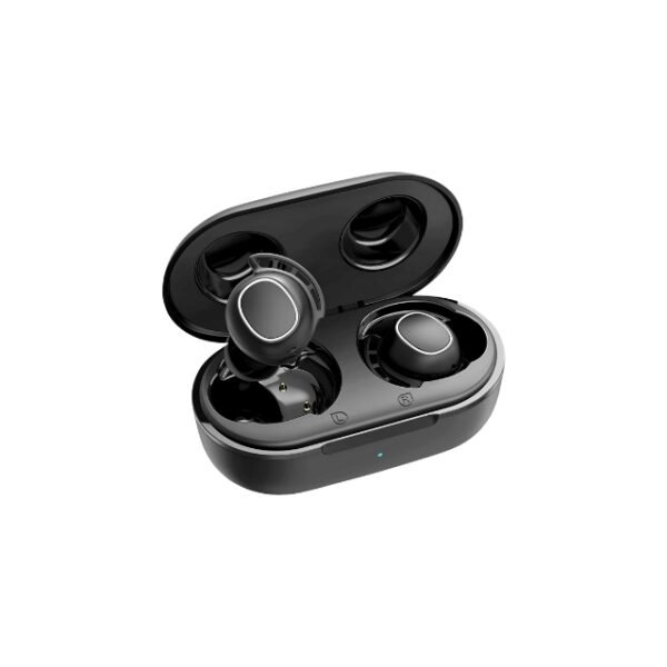 M30 ear plugs with charging case on white background.