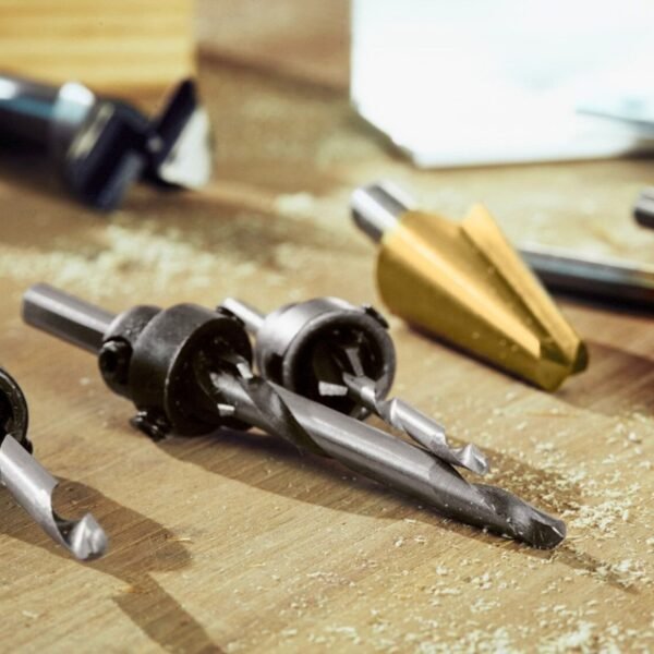 Versatile Parkside drill bit set, containing 4 essential pieces for wood and metal projects.