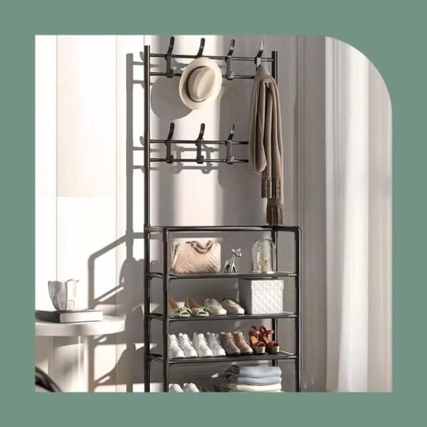 Elegant Black Shoe Rack - Modern Design.