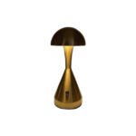 Modern mushroom table lamp with bronze finish and one-button operation.