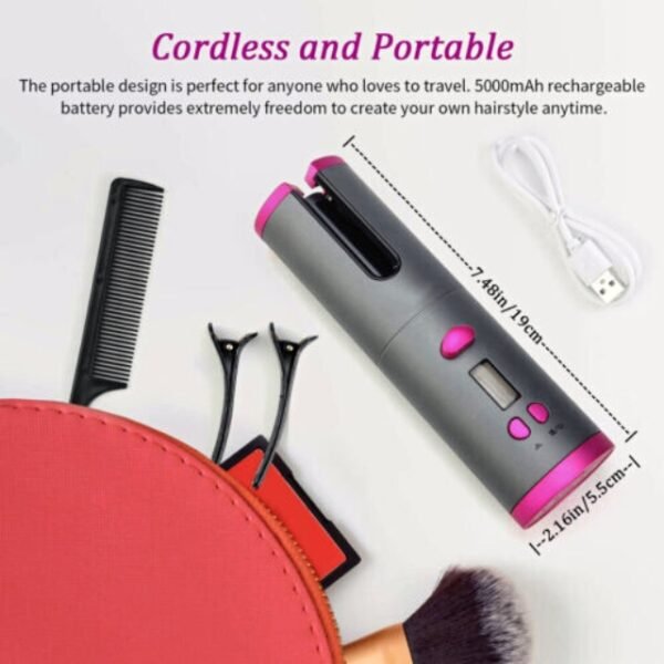 Portable and lightweight cordless curling iron.