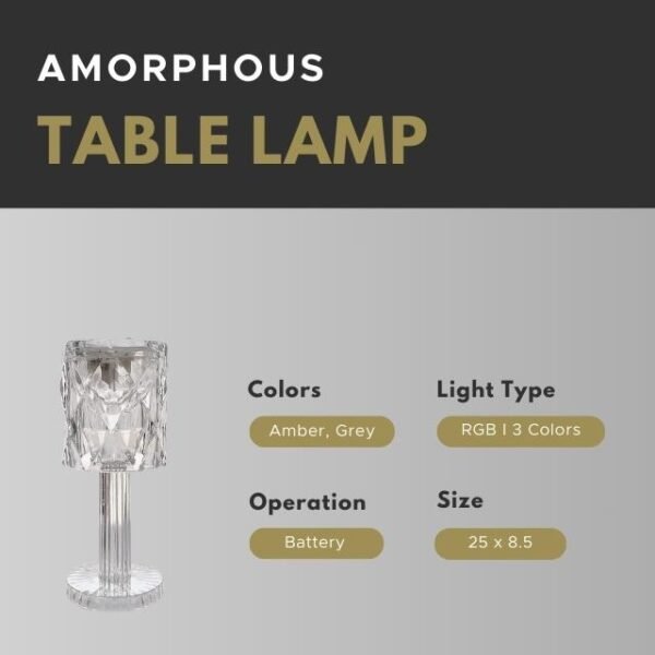 Amorphous table lamp in Transparent Amber and Grey.