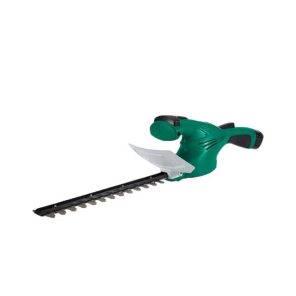 Stylish modern CMI cordless hedge trimmer on white background.