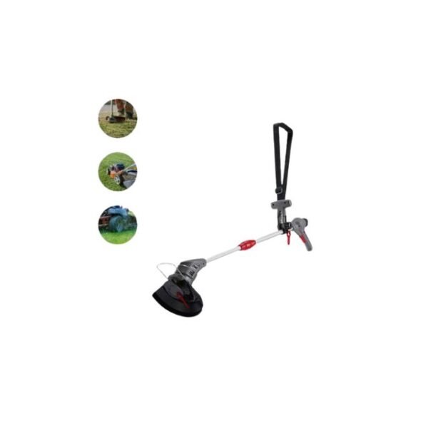 Portable CMI Grass Trimmer with hanging cord for easy storage.