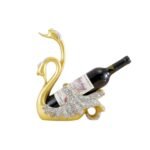 Swan Wine Rack in Gold with Diamond Accents