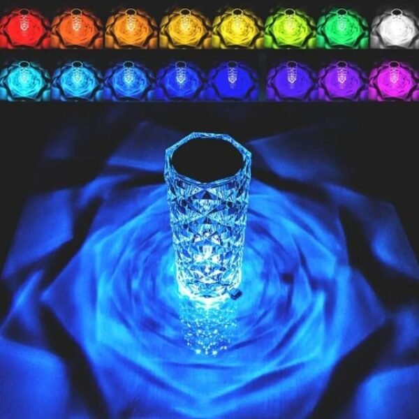 RGB color scheme Crystal Diamond Table Lamp options.