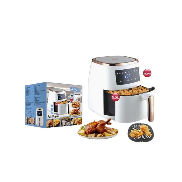 DSP KB-2082 Air Fryer with Crispy Chicken and Packaging