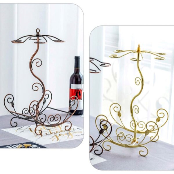 Vine wine rack in bronze gold and gold with natural vine design.