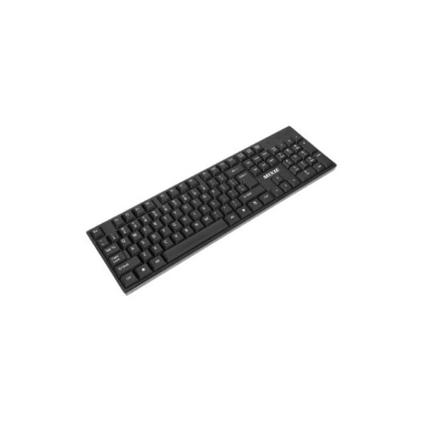 Mixie X7 keyboard on white background, black color, ideal for speed demons.