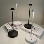 Modern mushroom table lamps casting warm light for ambiance.