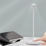 Mushroom table lamp with easy one-button on/off control.