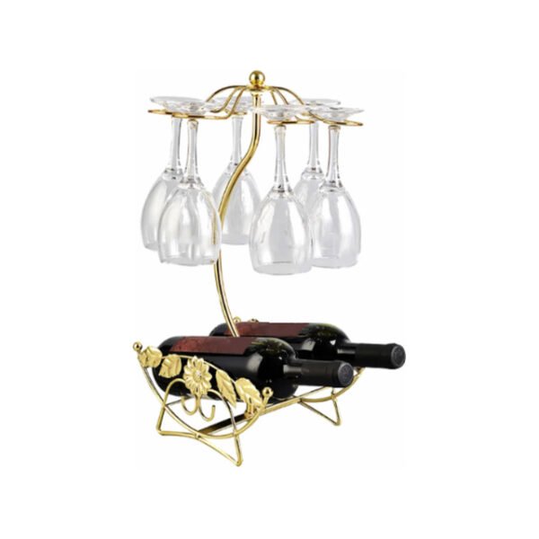 Olive wine rack against a white background, showing large capacity and gold design.