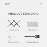 Accessories included: side brushes, mop, cable, brush.