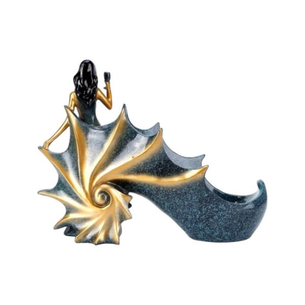 Sea snail wine rack shown from behind to highlight intricate sea snail design.