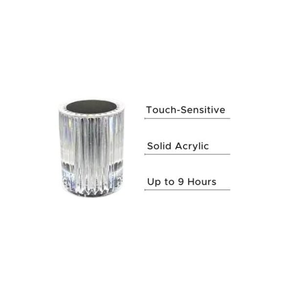 Touch-sensitive acrylic lamp with 9-hour battery life.