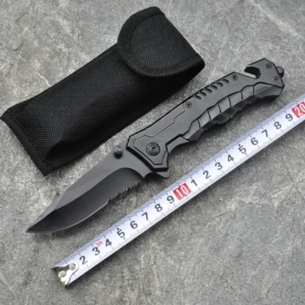 Black Tactical Knife with Long Design.