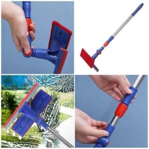 2-in-1 Glass Cleaner and Scraper, Adjustable Handle