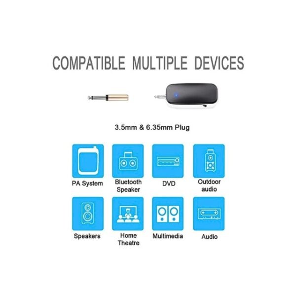 AY-101 Wireless Microphone with 3.5mm and 6.35mm plugs for versatile connectivity.