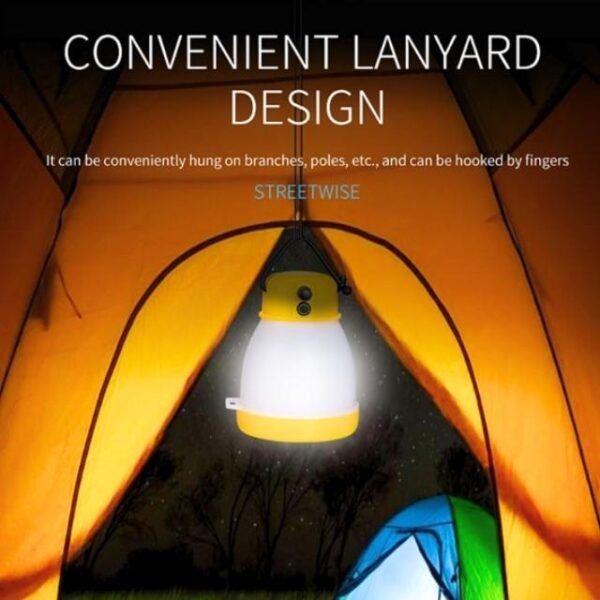 Camping lamp with a handy lanyard.