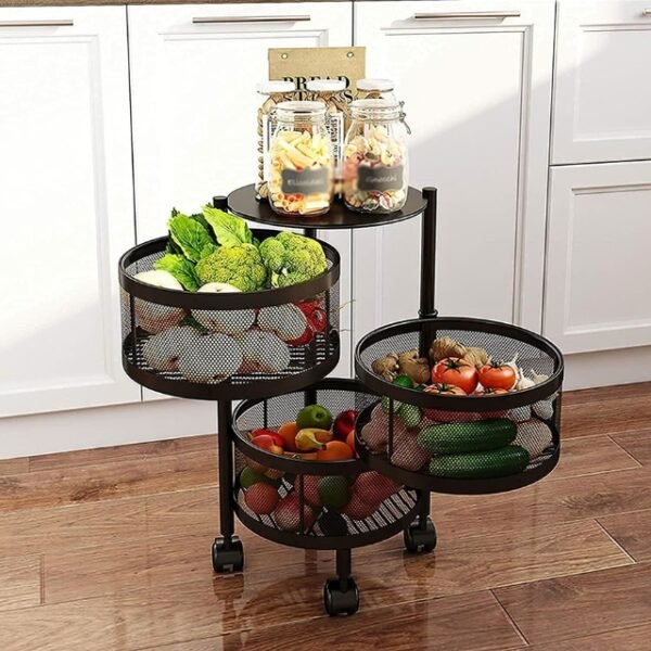 Organize in Style with Black 3-Layer Metal Storage Rack.