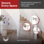Close-up of Cuggl Safety Gate emphasizing the double locking system for doors, stairs, and entryways.