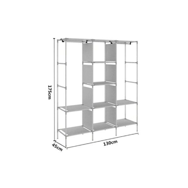 Space-friendly storage wardrobe, dimensions 130 x 45 x 175 cm.