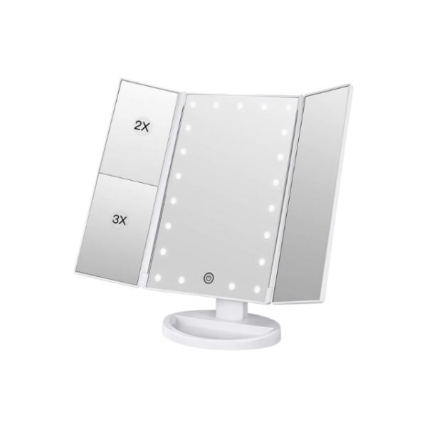 Superstar makeup magnifying mirror with foldable design for space-saving.